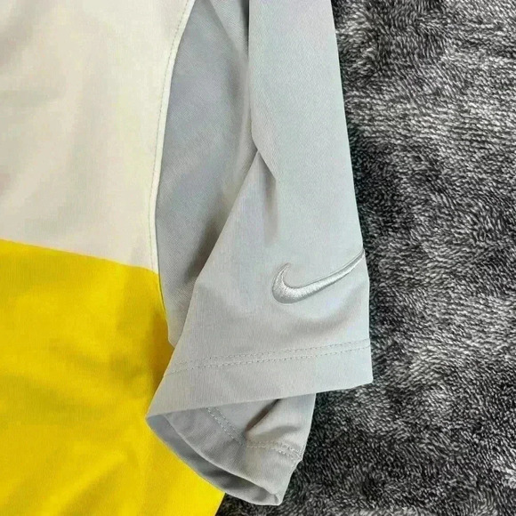 Nike Golf Dri-Fit Mickey Mouse Disney Parks Men's Polo Sz L Striped Yellow Gray - Picture 5 of 11